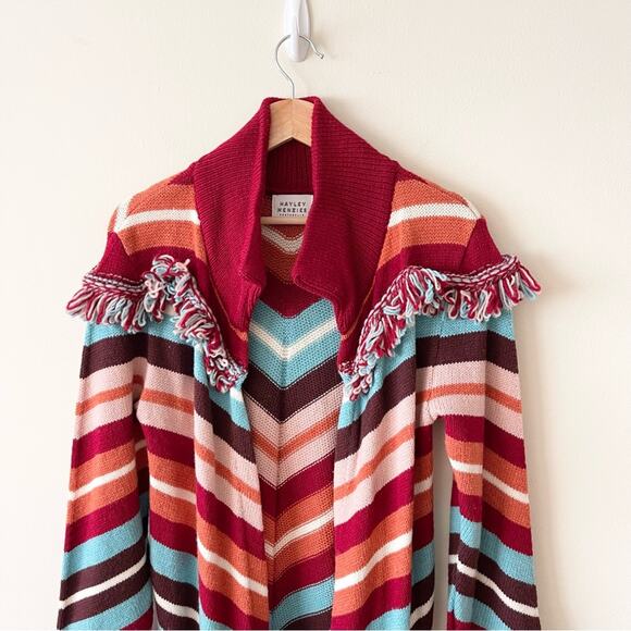 Hayley Menzies Multicolor Sunset Striped Knit Cardigan Duster Sweater Size M - Picture 2 of 11